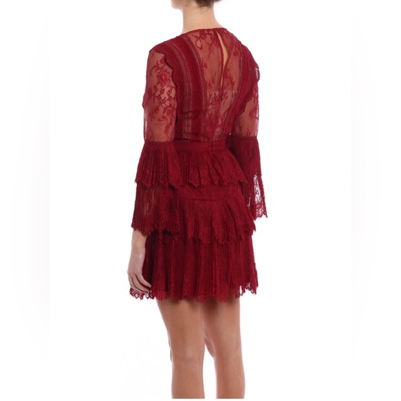 Self-Portrait size 2 red lace midi dress - Picture 2 of 16